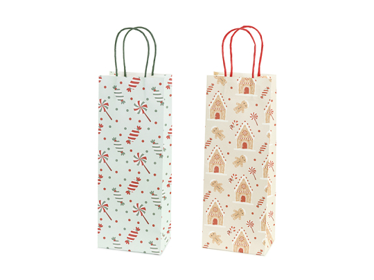 Gift bags Sweets and gingerbread, 12.5x33.5x9 cm, beige and light blue (1 pkt / 6 pc.)