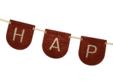 Felt Banner, Happy Birthday, brown, 3m