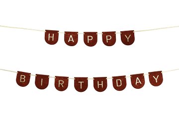 Felt Banner, Happy Birthday, brown, 3m