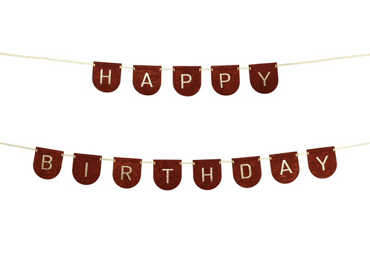 Felt Banner, Happy Birthday, brown, 3m