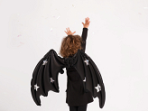 Foil Balloon Bat Wings, Black Matte with Stars, 85 x 50 cm