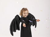 Foil Balloon Bat Wings, Black Matte with Stars, 85 x 50 cm