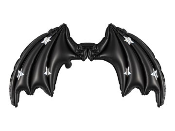 Foil Balloon Bat Wings, Black Matte with Stars, 85 x 50 cm