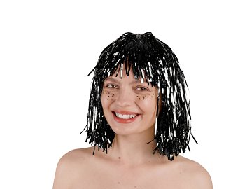 Foil wig, black