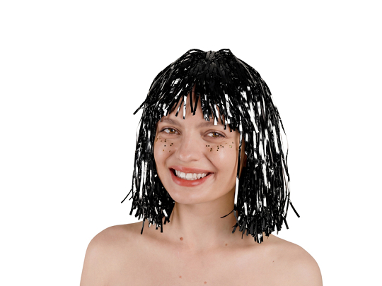 Foil wig, black