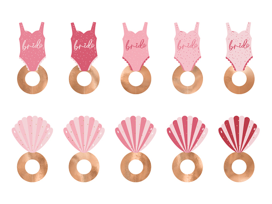 Drink tags Swimsuite and Shell, 8x5 cm, mix (1 pkt / 10 pc.)