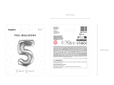 Foil Balloon Number ''5'', 35cm, silver