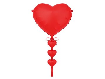 Foil balloon Heart with heart tail, 58 x 131 cm, red
