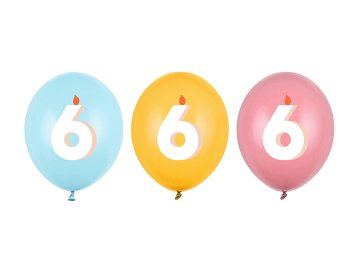 Balloons 30 cm, 6, mix (1 pkt / 50 pc.)
