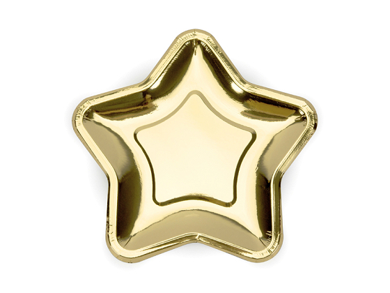 Paper Plates Star, gold, 23cm (1 pkt / 6 pc.)