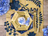 Branch with leaves decoration, d. navy blue (1 pkt / 9 pc.)