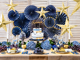 Branch with leaves decoration, d. navy blue (1 pkt / 9 pc.)