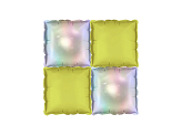 Foil balloon curtain double-sided Square, holographic-neon yellow, 35 x 35 cm (1 pkt / 4 pc.)