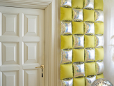 Foil balloon curtain double-sided Square, holographic-neon yellow, 35 x 35 cm (1 pkt / 4 pc.)