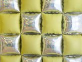 Foil balloon curtain double-sided Square, holographic-neon yellow, 35 x 35 cm (1 pkt / 4 pc.)