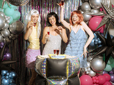 Foil balloon curtain double-sided Square, holographic-neon yellow, 35 x 35 cm (1 pkt / 4 pc.)