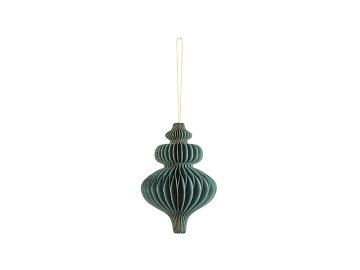 Paper honeycomb ornament Icicle, bottle green, 10x15 cm
