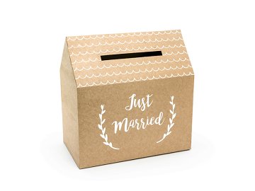Wedding card box - Just Married, kraft, 30x30.5x16.5cm