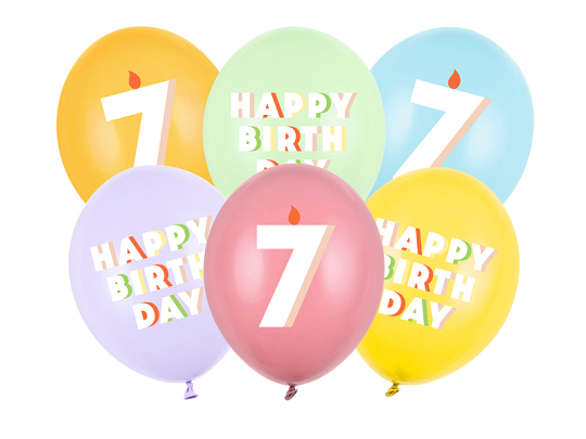 Balloons 30 cm, 7, mix (1 pkt / 6 pc.)