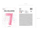 Foil Balloon Number ''7'', 86cm, pink