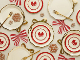 Plates Bow, 18 cm, red-beige (1 pkt / 6 pc.)