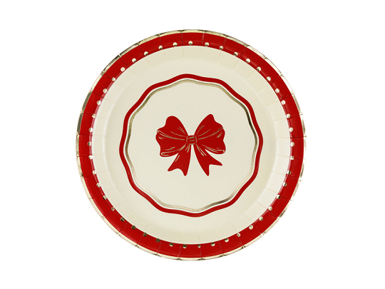 Plates Bow, 18 cm, red-beige (1 pkt / 6 pc.)