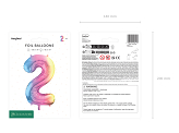Foil Balloon Number ''2'', 86cm, pastel rainbow