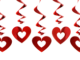 Swirls Hearts, red, 60cm (1 pkt / 5 pc.)