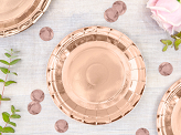 Round paper plates, rose gold, 18cm (1 pkt / 6 pc.)