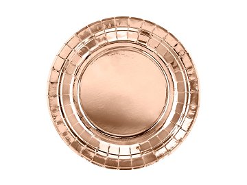 Round paper plates, rose gold, 18cm (1 pkt / 6 pc.)