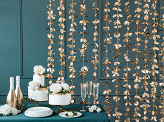 Party curtain - Flowers, gold, 100x210cm