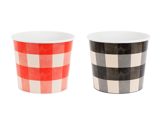 Snack buckets Check pattern, 14 cm, mix (1 pkt / 2 pc.)