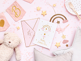 Card with hanging decoration Stork, light pink, 14x20 cm