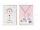Card with hanging decoration Stork, light pink, 14x20 cm