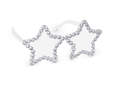 Glasses Stars with rhinestones, 14.5x7 cm, silver
