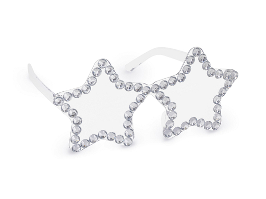 Glasses Stars with rhinestones, 14.5x7 cm, silver