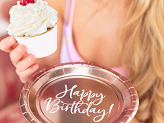 Plates Happy Birthday!, rose gold, 18cm (1 pkt / 6 pc.)