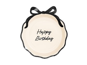 Paper plates Happy Birthday with bow, mix, 24 cm (1 pkt / 6 pc.)