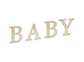 Wooden inscription BABY, 16.5-21.5x19.5 cm