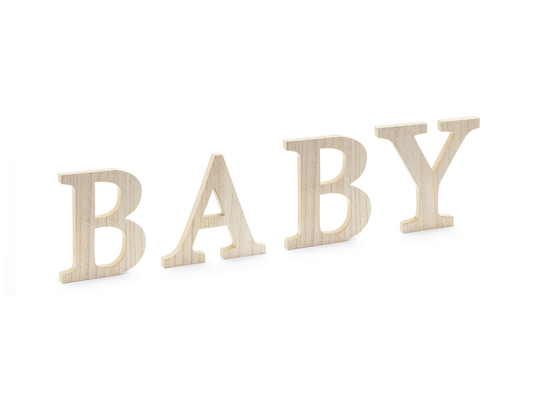 Wooden inscription BABY, 16.5-21.5x19.5 cm