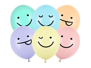 Balloons 30 cm, Faces, mix (1 pkt / 6 pc.)