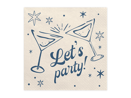 Napkins Let's party!, 33x33 cm, beige