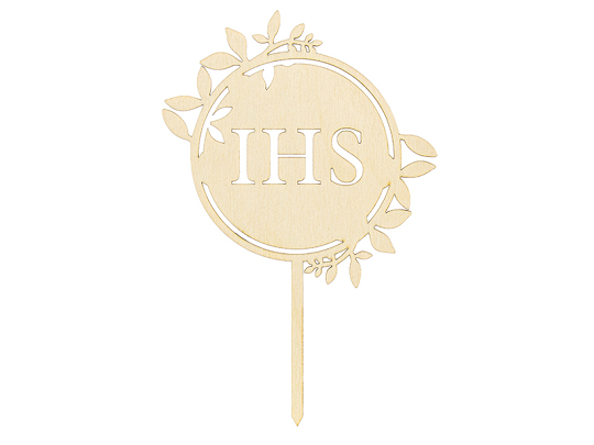 Wooden topper IHS, 23cm