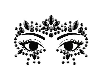 Face Decoration Crystals, Black, 15x9cm