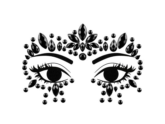 Face Decoration Crystals, Black, 15x9cm
