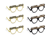 Glasses Happy New Year, 17.5x8.5 cm, black-gold (1 pkt / 3 pc.)