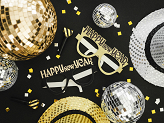 Glasses Happy New Year, 17.5x8.5 cm, black-gold (1 pkt / 3 pc.)