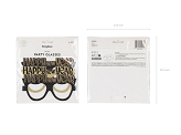 Glasses Happy New Year, 17.5x8.5 cm, black-gold (1 pkt / 6 pc.)