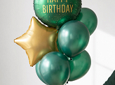 Foil balloon round Happy Birthday, 35x35 cm, dark green