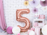 Foil Balloon Number ''5'', 86cm, rose gold